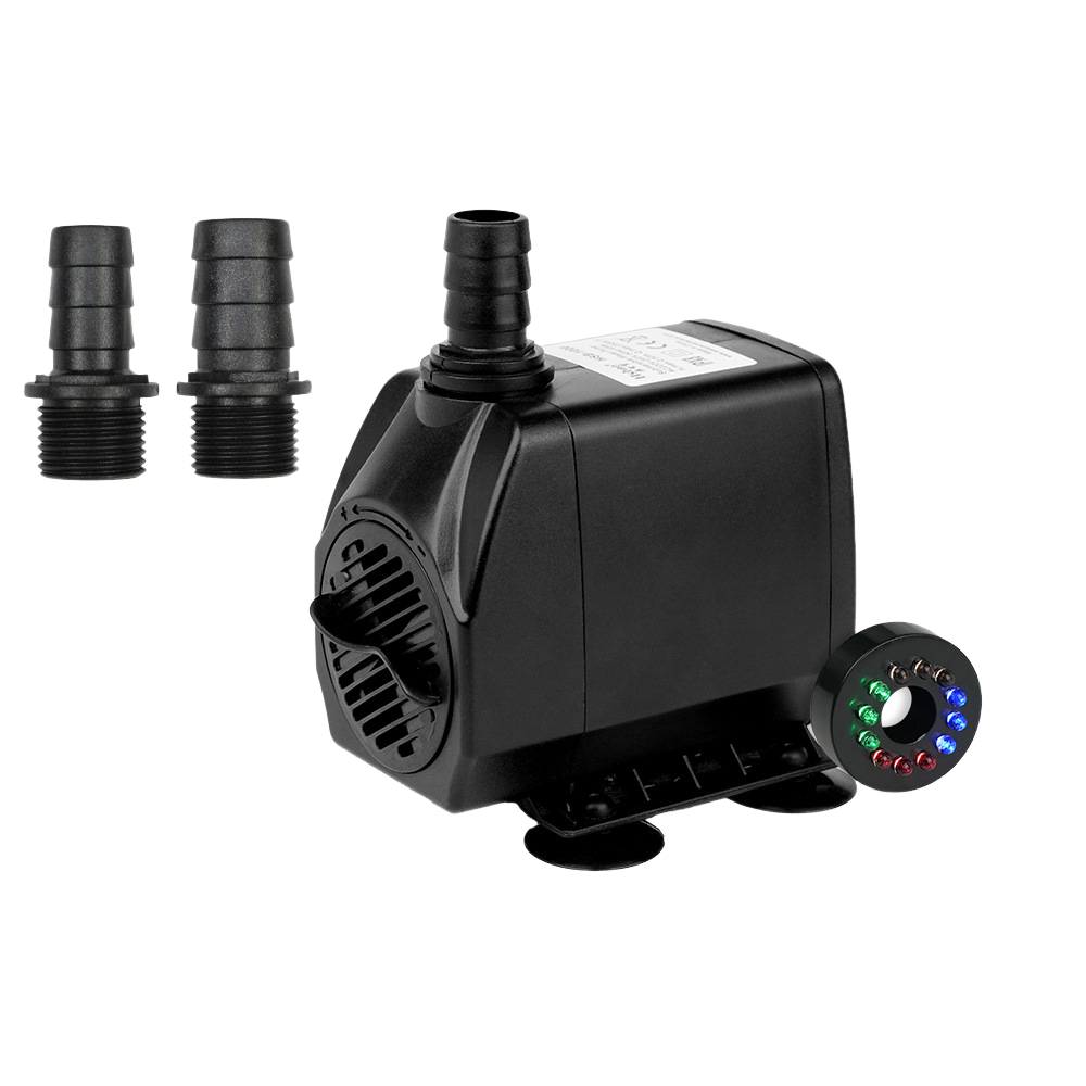 Cicha pompa zanurzeniowa z regulacją przepływu, oświetleniem LED, kablem 1,95 m (3000 l/h, 60 W, wysokość podnoszenia 3 m)