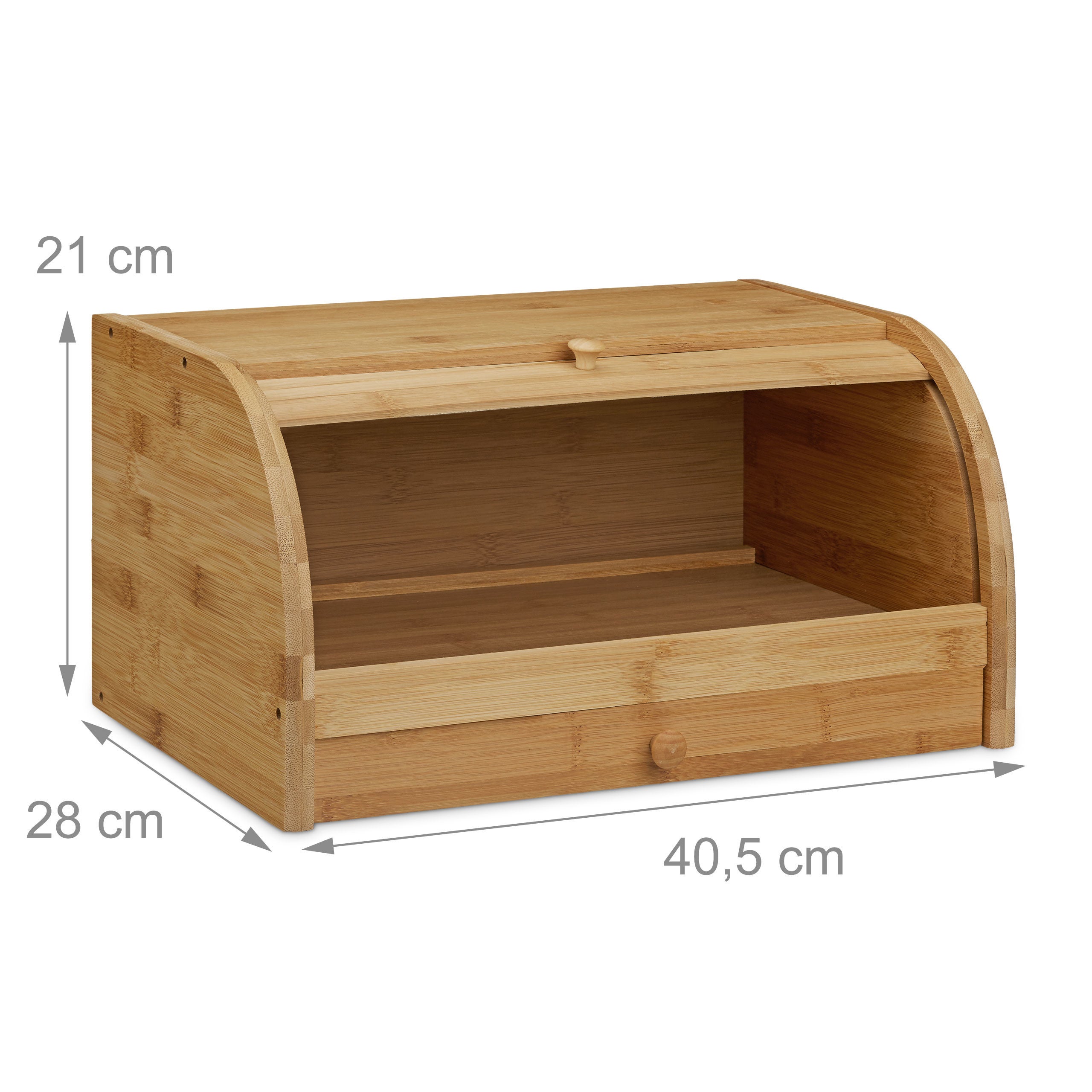 Panera, Bambú, Con cajón, Impermeable, Tapa deslizante, Madera, Marrón, 21 x 40,5 x 28 cm, Relaxdays - 4
