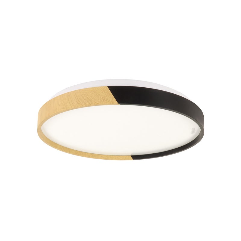 Plafon Farna okrągły dąb-czarny-biały LED 24W 4100K 1650lm wym: 7 x 38 cm IP44 tworzywo sztuczne Struhm