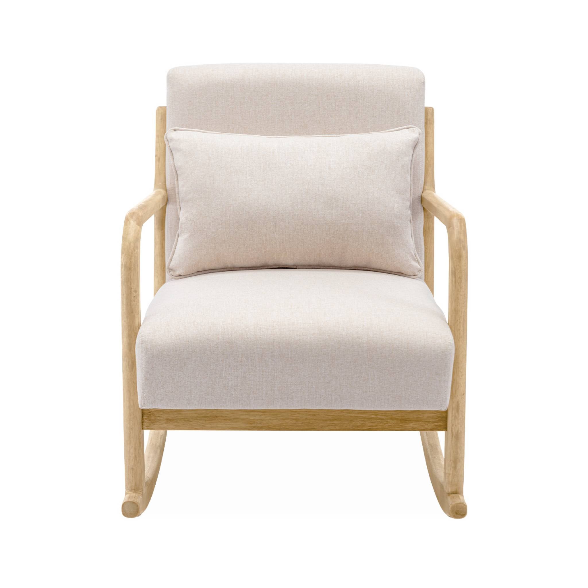 Fauteuil à bascule design en bois et tissu. 1 place. rocking chair scandinave. beige LORENS - 5