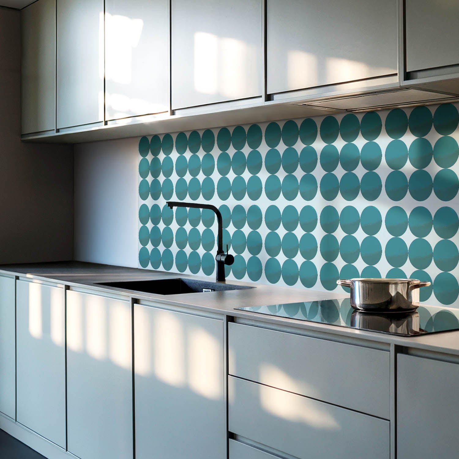 Panneaux muraux décoratifs, panneaux en PVC | 6x60x30 cm |Disposition des cercles dans une grille - 2