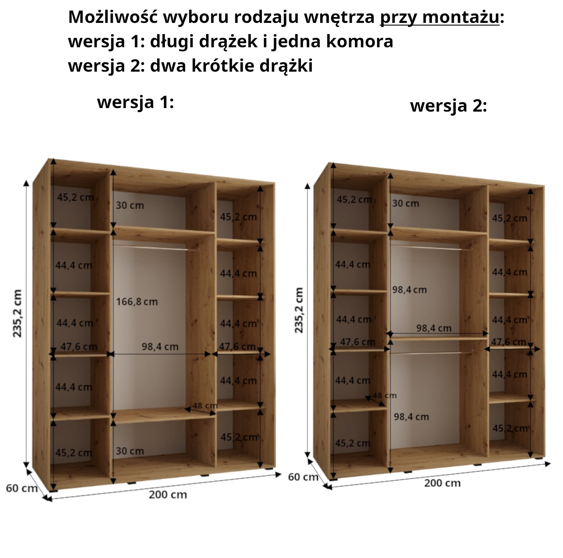 Szafa przesuwna wysoka Davos 12 200 x 60 x 235,2 cm artisan + czarmy + u. srebrny - Abiks Meble - 5