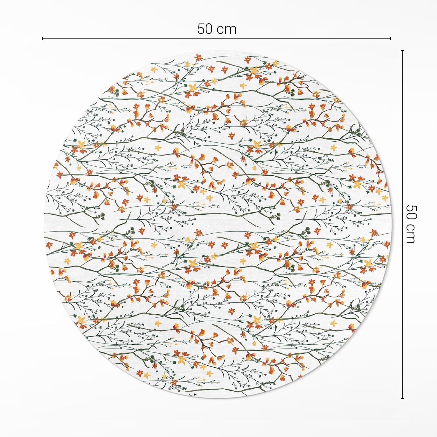 Tapis en vinyle rond, tapis vinylique fleurs fines et branches boho 50x50 cm ArtPrintCave - 6