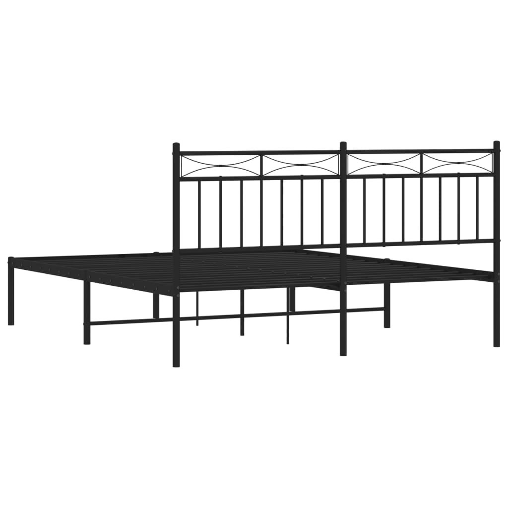 Estructura cama sin colchón con cabecero metal negro 160x200 cm vidaXL - 7