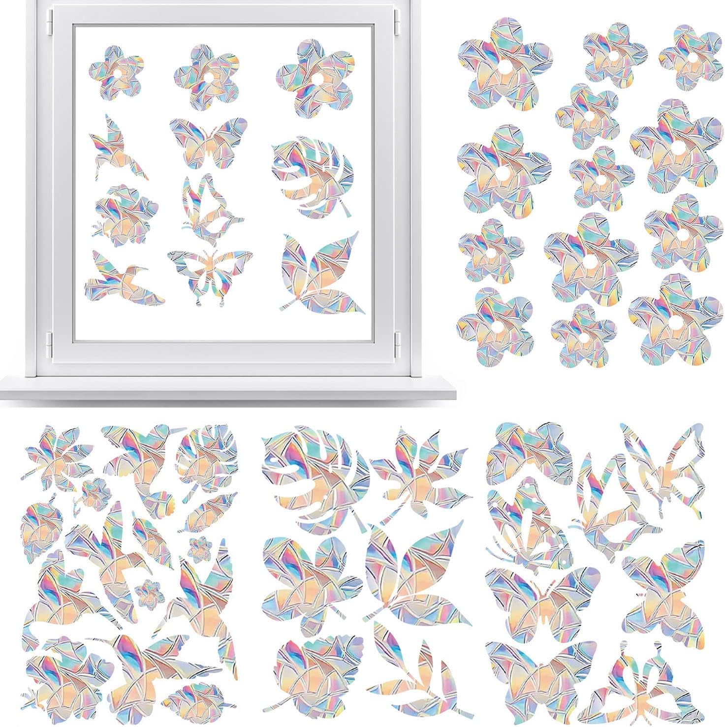 Lot De 12 Grands Autocollants Colibris Pour Fenêtre, Anti-collision. Autocollants En Vinyle Non Adhesifs Decoration Pour Vitres 96483056