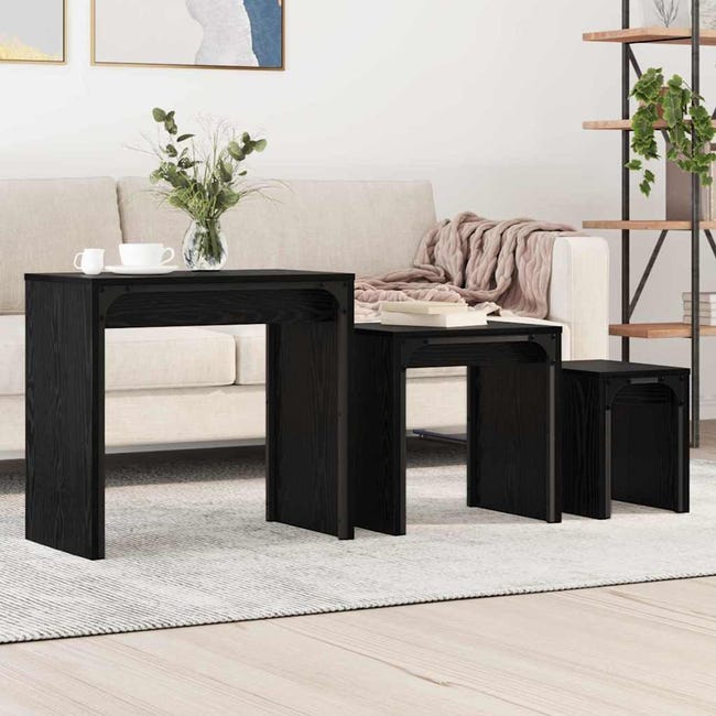 Lot de 3 tables gigognes en verre trempé - Longueur 45 x largeur 45 x Lot de 3 tables gigognes en verre trempé - Longueur 45 x largeur 45 x