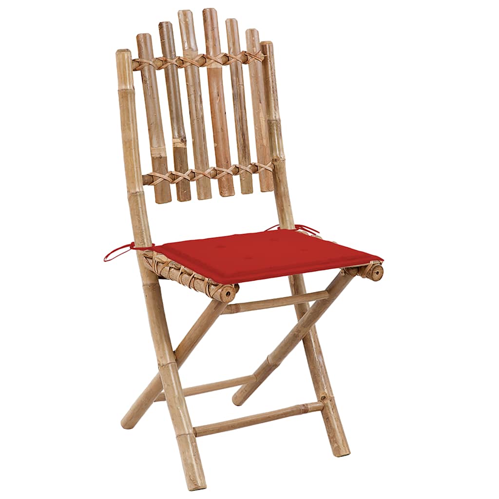 Fauteuil de jardin avec coussin en bambou Rouge - 2