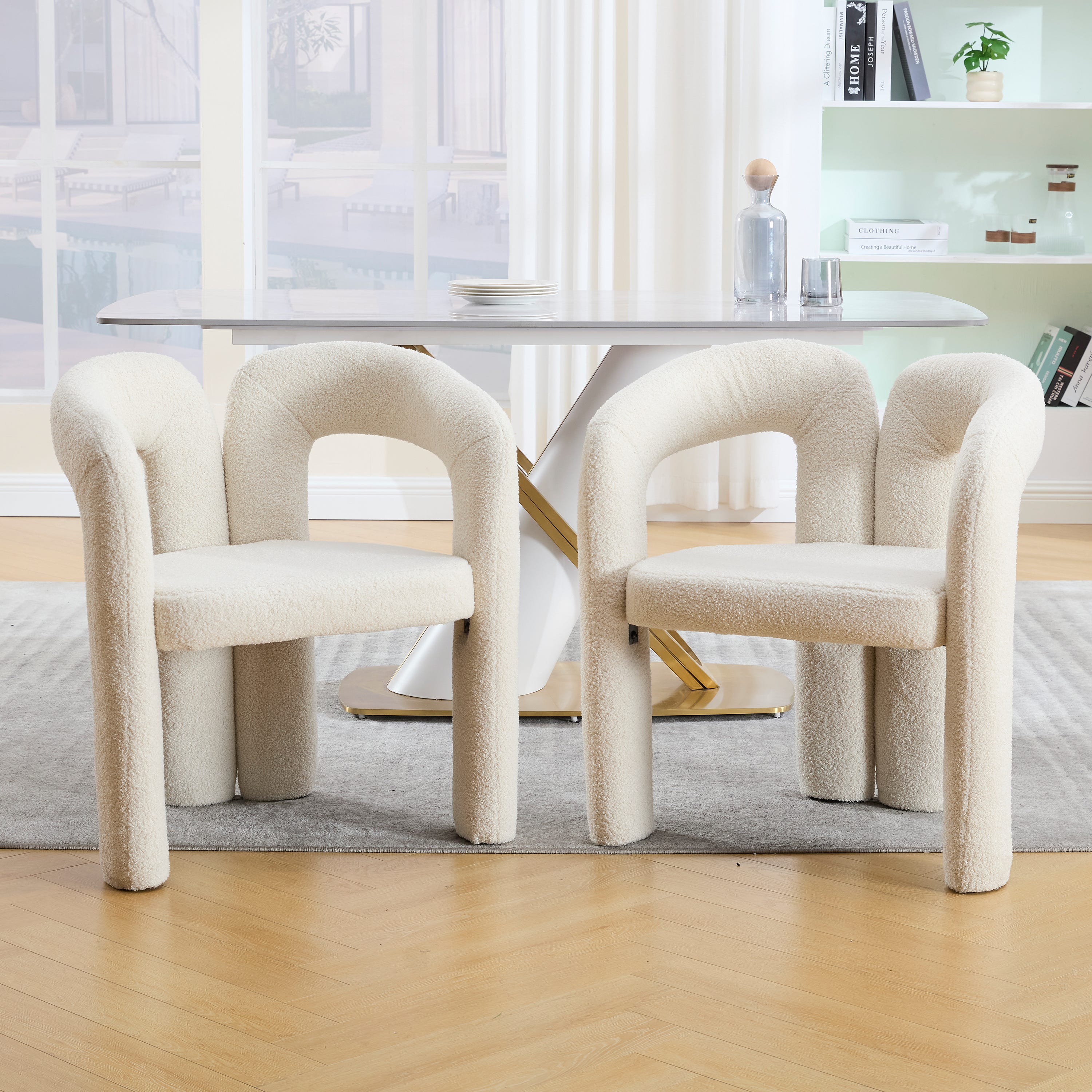 Set di poltrone ergonomiche in tessuto teddy, design elegante