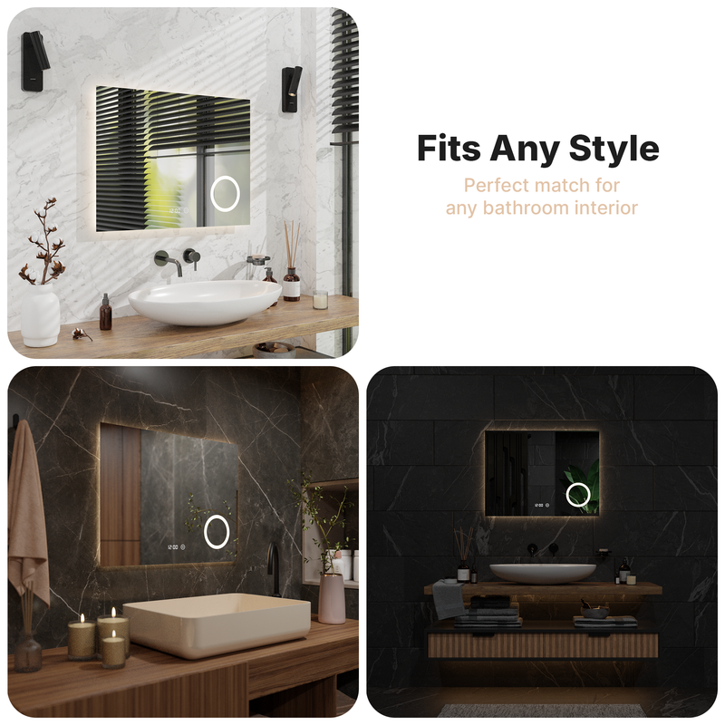 Miroir de salle de bain Mirlux avec éclairage LED et chauffage - Miroir mural rectangulaire - Miroir de douche anti-condensation - 80 x 60 cm - 9