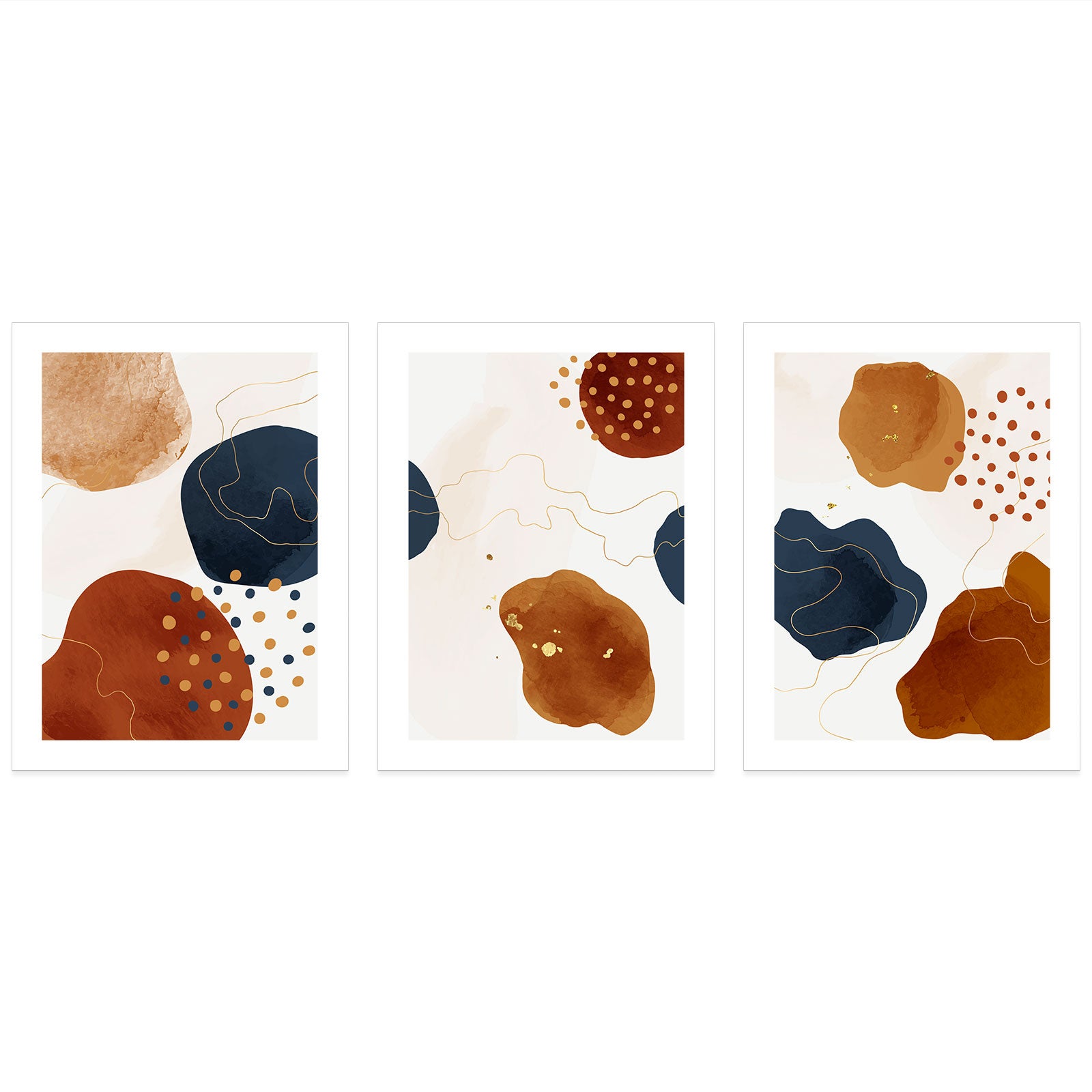 Lot de 3 Affiches / Posters Triptyque - Abstrait 3617689992235 - Bordure noire - 3 Affiches - 40x50 cm (Cadres non fournis) - 3