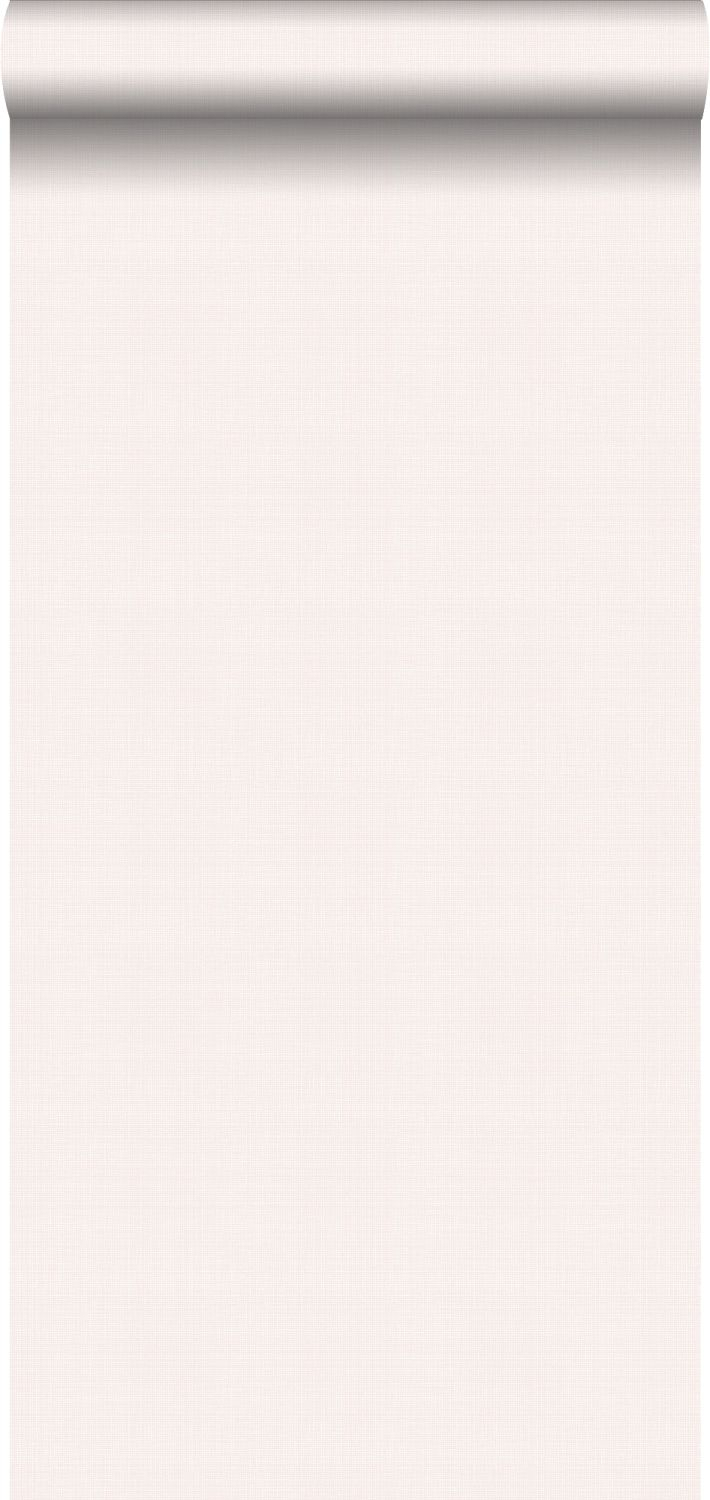 Papel pintado liso efecto lino rosa cipria pastel claro - 0,53 x 10,05 m - estahome