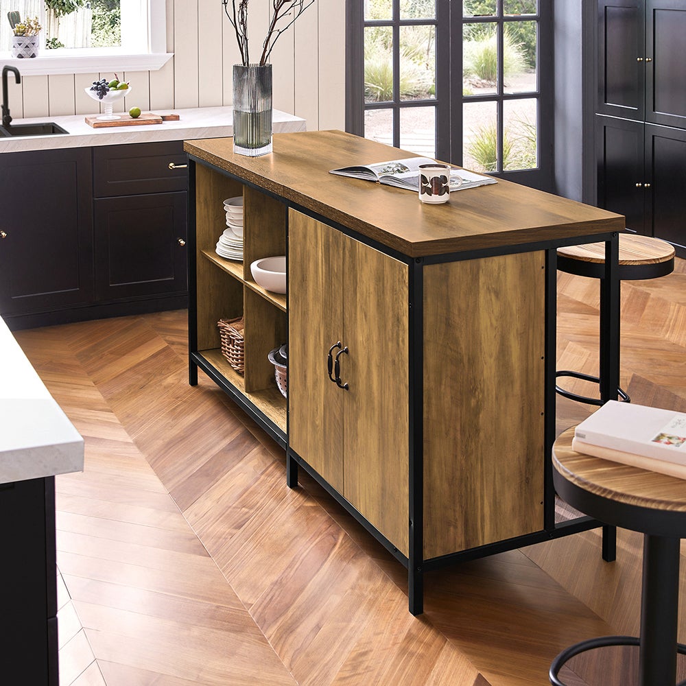 SoBuy Wyspa kuchenna Brązowy 170x60x88.5cm Przemysłowy KNL01-F - 2