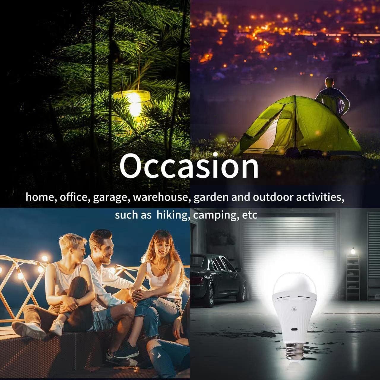 Ampoule à recharge sans fil avec télécommande, ampoule magique E27, 300 lumens,3 couleurs,intensité variable, aucun câblage requis, 2200 mAh,minuterie - 5