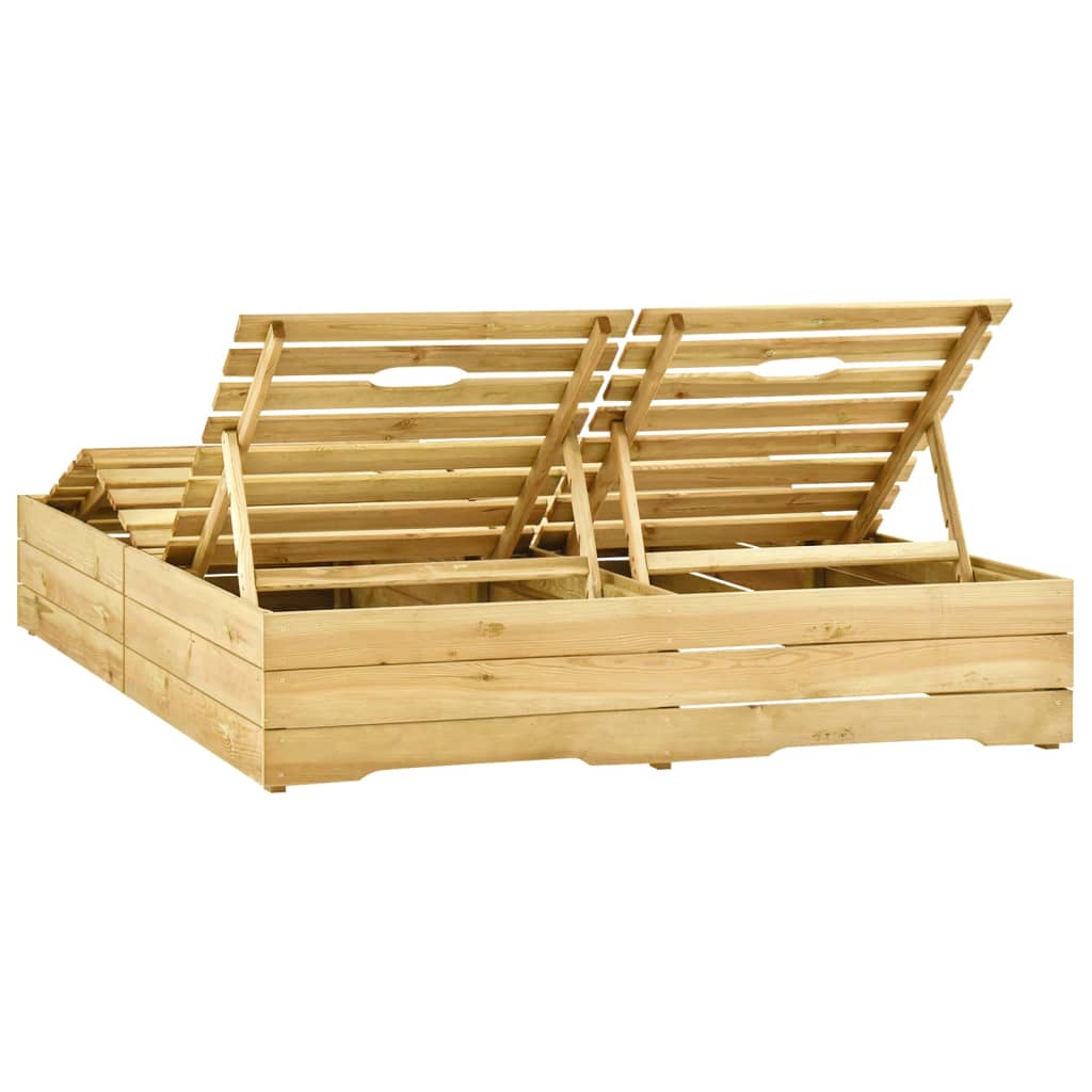 Chaise longue | Bain de soleil | Transat de relaxation double Bois de pin imprégné de vert CFW599110 - 3