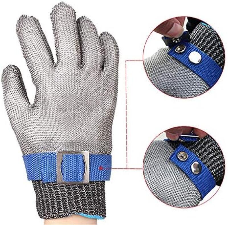Gants de protection pour la découpe, le hachoir et le traitement de la viande, en acier inoxydable résistant aux coupures L (un gant) - 2