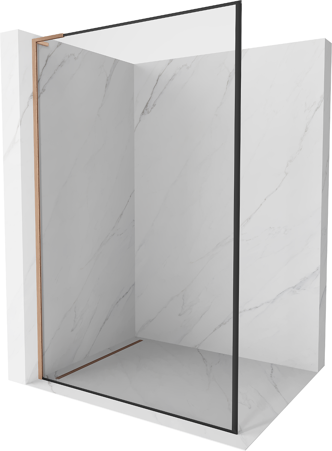 Mexen Kioto L ścianka prysznicowa Walk-in 110 x 200 cm, czarna ramka, miedź szczotkowana - 800-110-103-65-70
