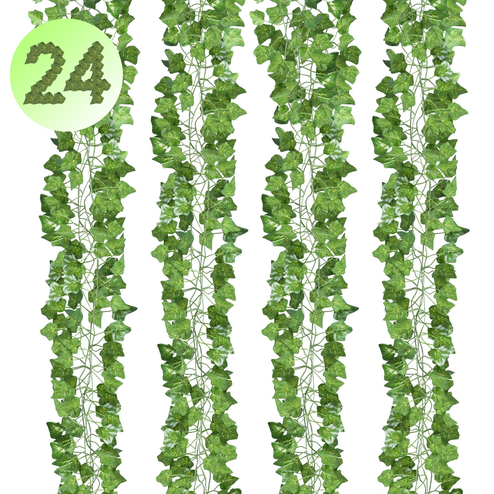Ghirlanda Di Edera Artificiale Scindapsus, 24 Rampicanti Da 2,13 M, Verde, Per Decorazione Interna Ed Esterna