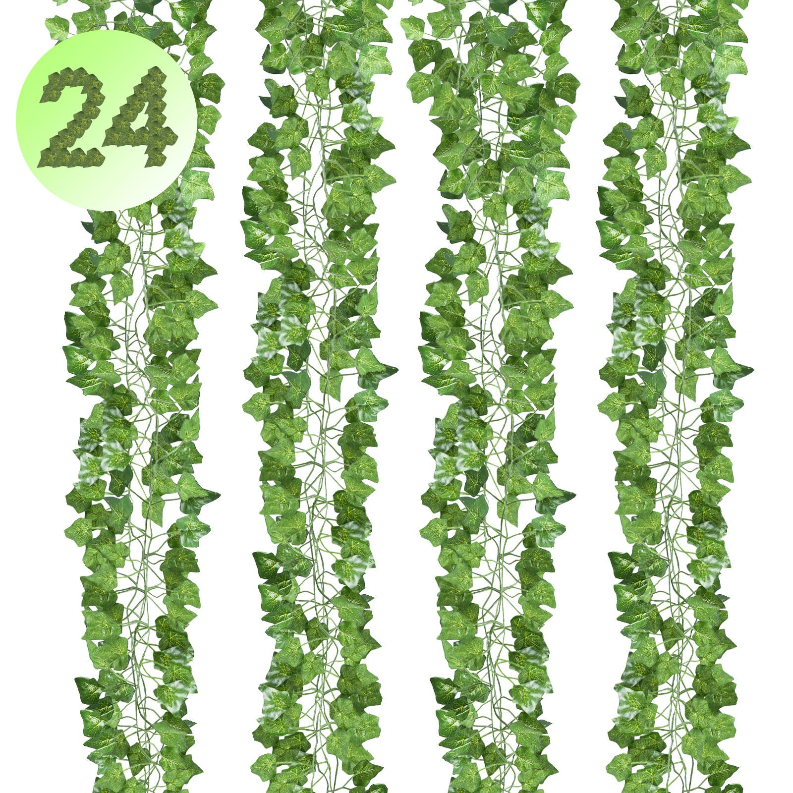 Ghirlanda Di Edera Artificiale Scindapsus, 24 Rampicanti Da 2,13 M, Verde, Per Decorazione Interna Ed Esterna