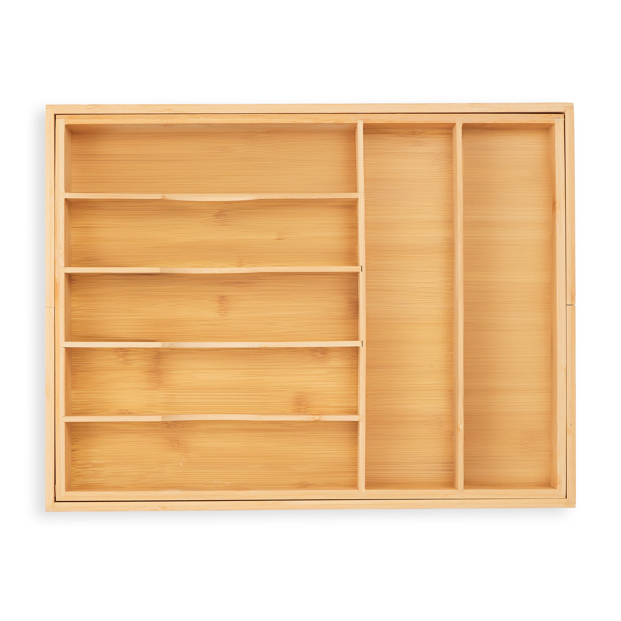 Relaxdays Cubertero Cajón Extensible a Compartimentos Bambú,