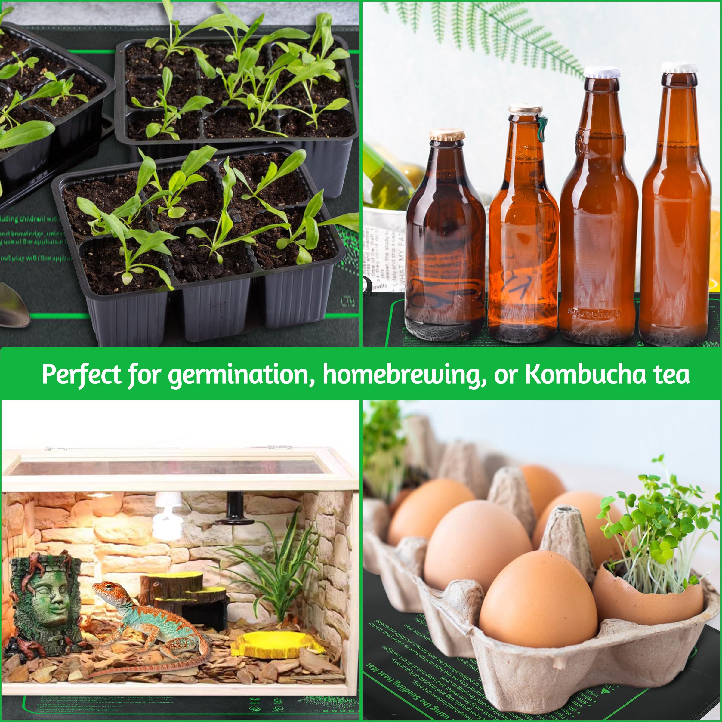 Tapis chauffant pour semis pour le démarrage des graines, coussin chauffant étanche 25 x 52 cm pour la Germination hydroponique, 2 pièces - 8