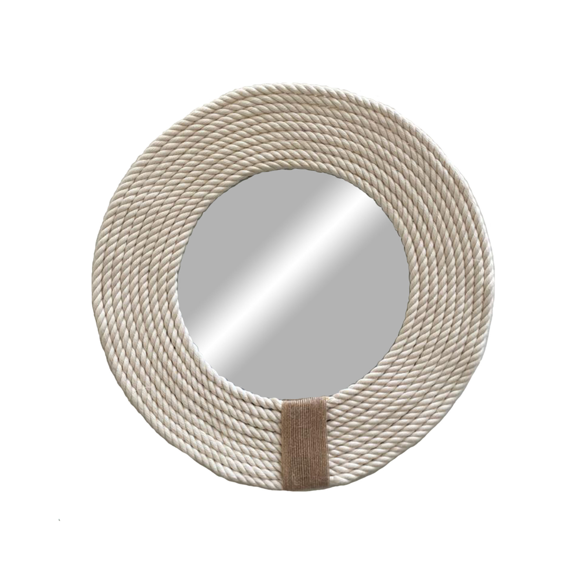 Espejo redondo de cuerda de algodón natural decoración de pared - mirror cord beige 50cm