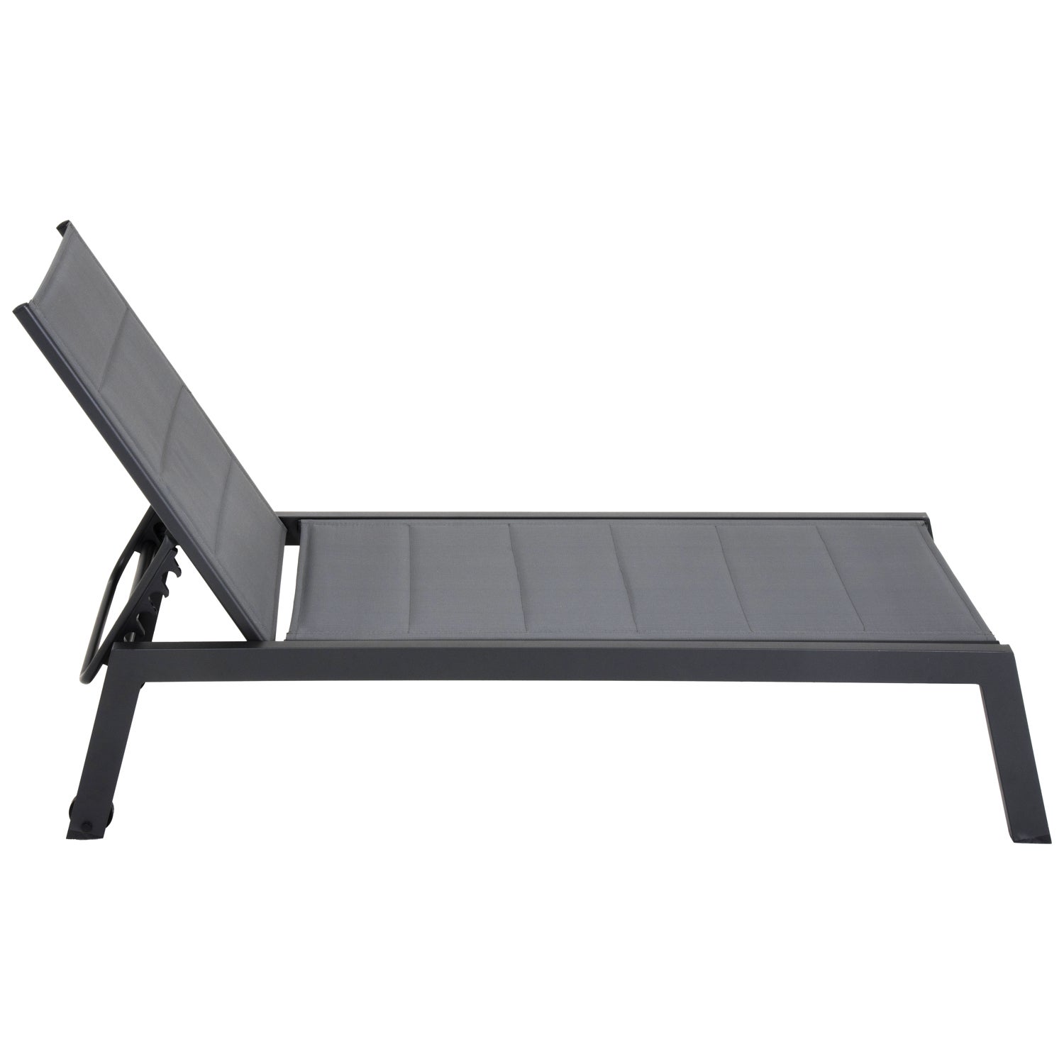 Lot de 2 bains de soleil BARBADOS en textilène gris - aluminium gris anthracite - 3