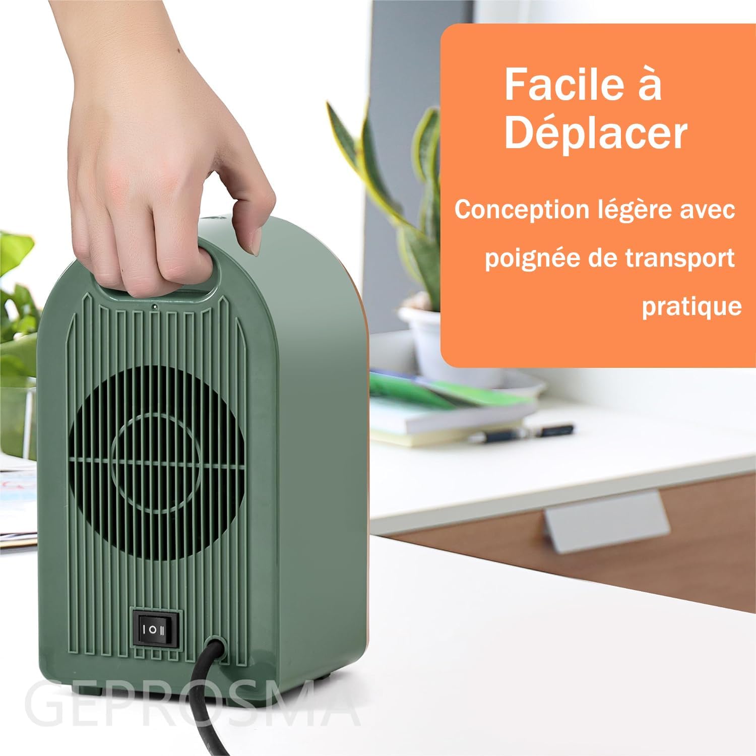Chauffage d'appoint Electrique Portable, Radiateur Soufflant Economie d'énergie PTC Ceramique,Chauffage Cinétique,Chauffage Mini Dumping Protection - 6