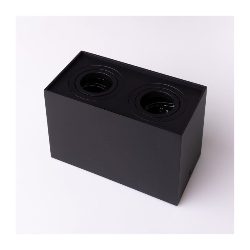 Reflektor sufitowy spot natynkowy Spot prostokątny czarny 2xGU10x35W wym: 12,5 x 18,5 x 9,5 cm aluminium Ecolight