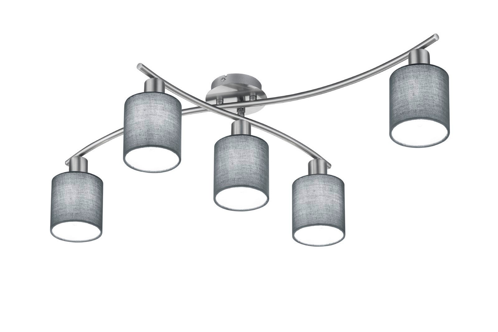 Lampa wisząca Garda srebrno-szara 5xE14x25W nowoczesna wym: 22 x 75 x 44,2 cm tkanina Trio - 3