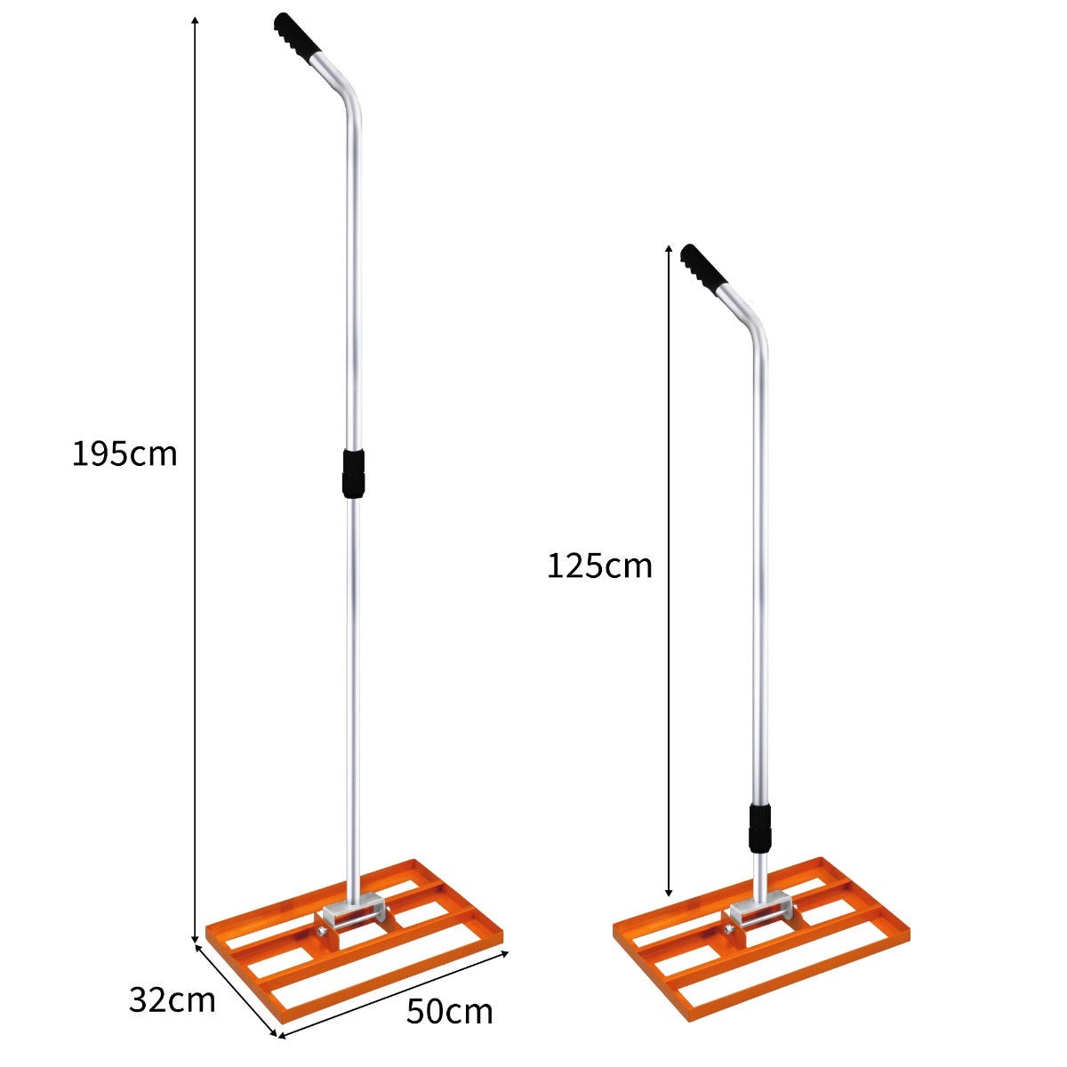 Râteau de Nivellement de Pelouse en Acier Galvanisé Orange 50 cm Largeur Manche Extensible Jusqu'à 190cm - Parfait pour - 5