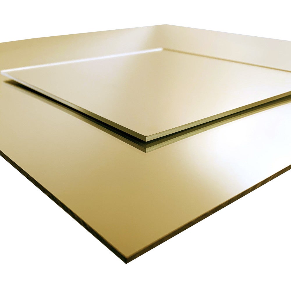 Plaque verre acrylique miroir or 3 mm - 40 x 100 cm (400 x 1000 mm) - Verre synthétique - Bord droits - 2