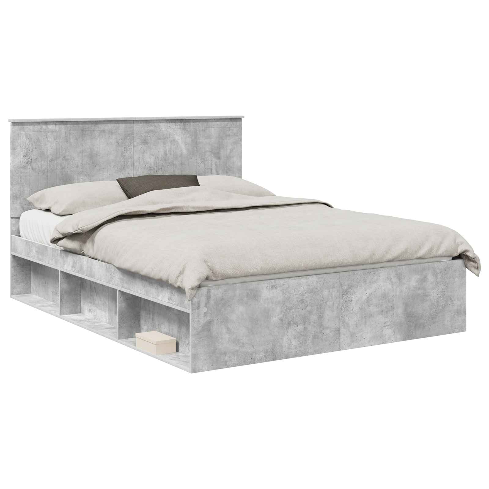 Cadre de lit Gris Béton 150 x 200 cm Bois de pin massif - 2