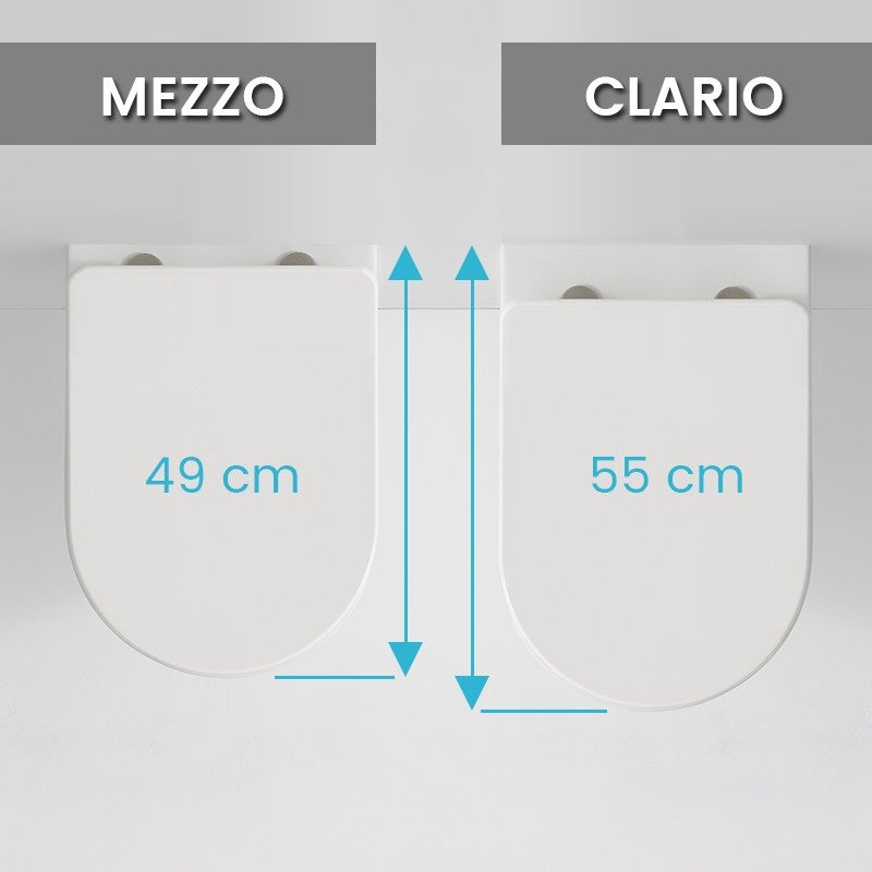 Cuvette Wc Suspendu Sans Bride Mezzo - 49 X 36 Cm - Abattant Declipsable Thermodur Avec Freins De Chute - 8