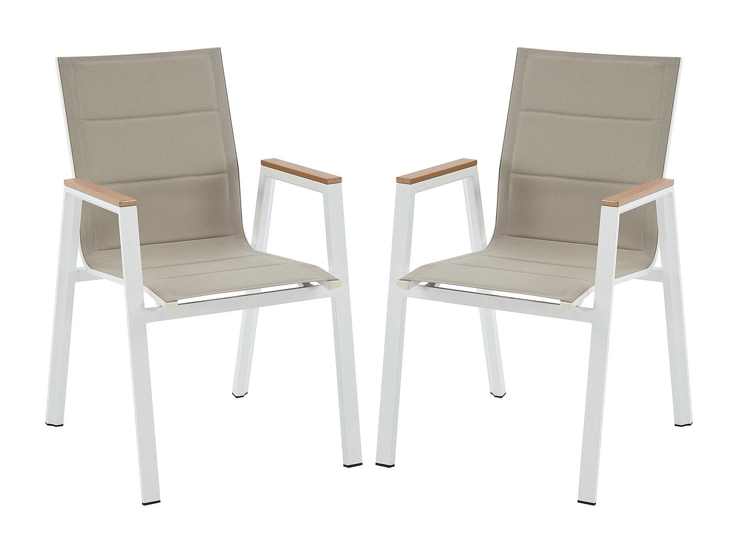 Zestaw 2 sztuk sztaplowanych foteli ogrodowych z aluminium i textylenu - Biały - LIOUS od MYLIA