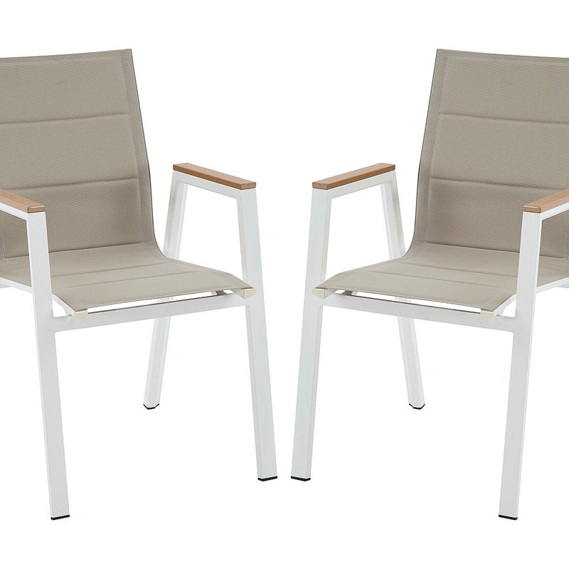 Zestaw 2 sztuk sztaplowanych foteli ogrodowych z aluminium i textylenu - Biały - LIOUS od MYLIA