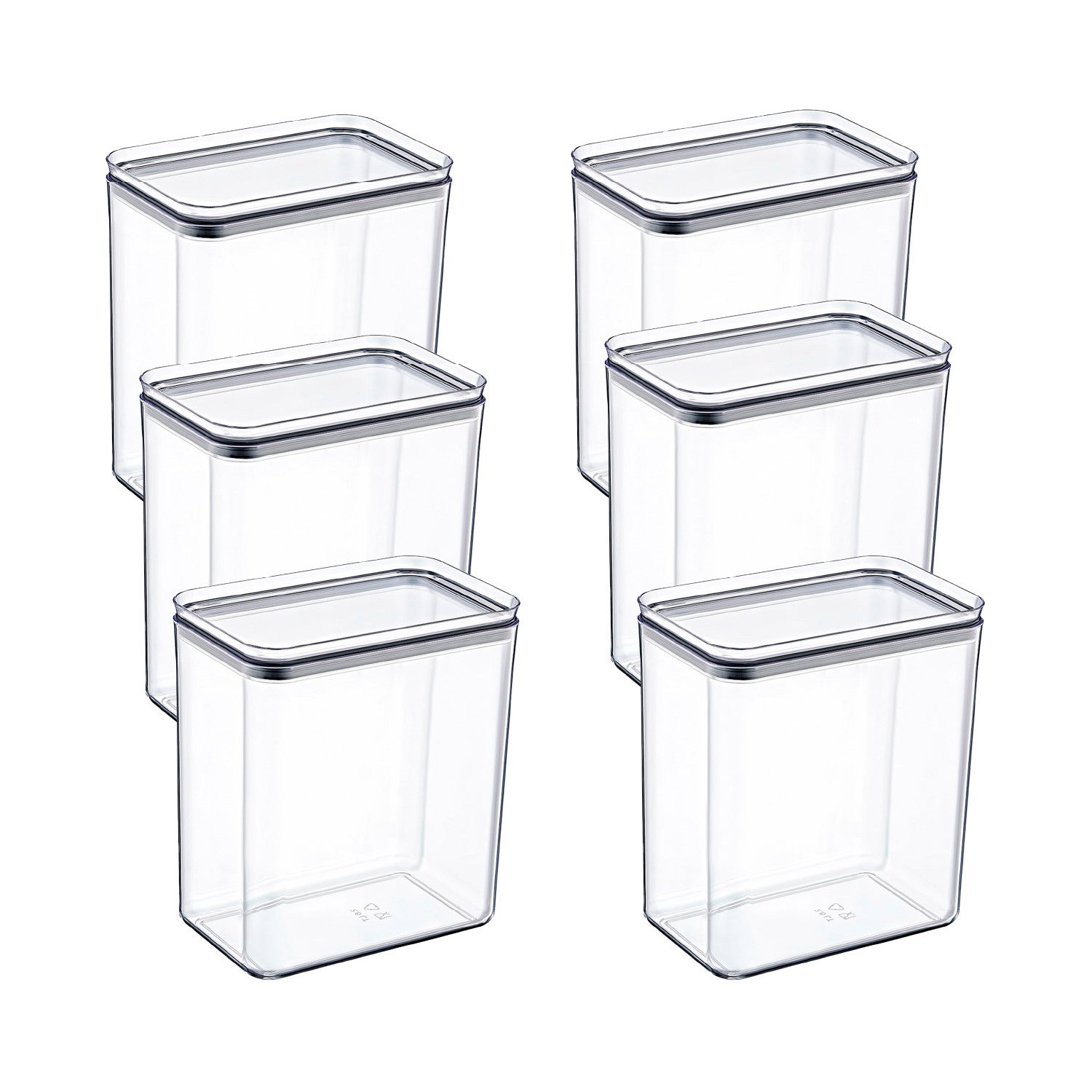 Set 6 Contenitori Ermetici Per Alimenti - Portaspaghetti Rettangolari, 1300 Ml, Plastica PET - Foto 5