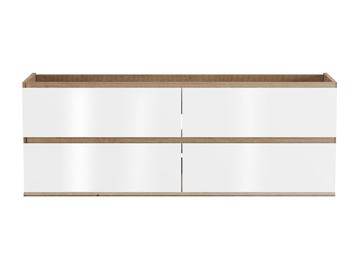 Meuble sous vasque suspendu - Coloris naturel clair et blanc - 150 cm - SABURI - 3