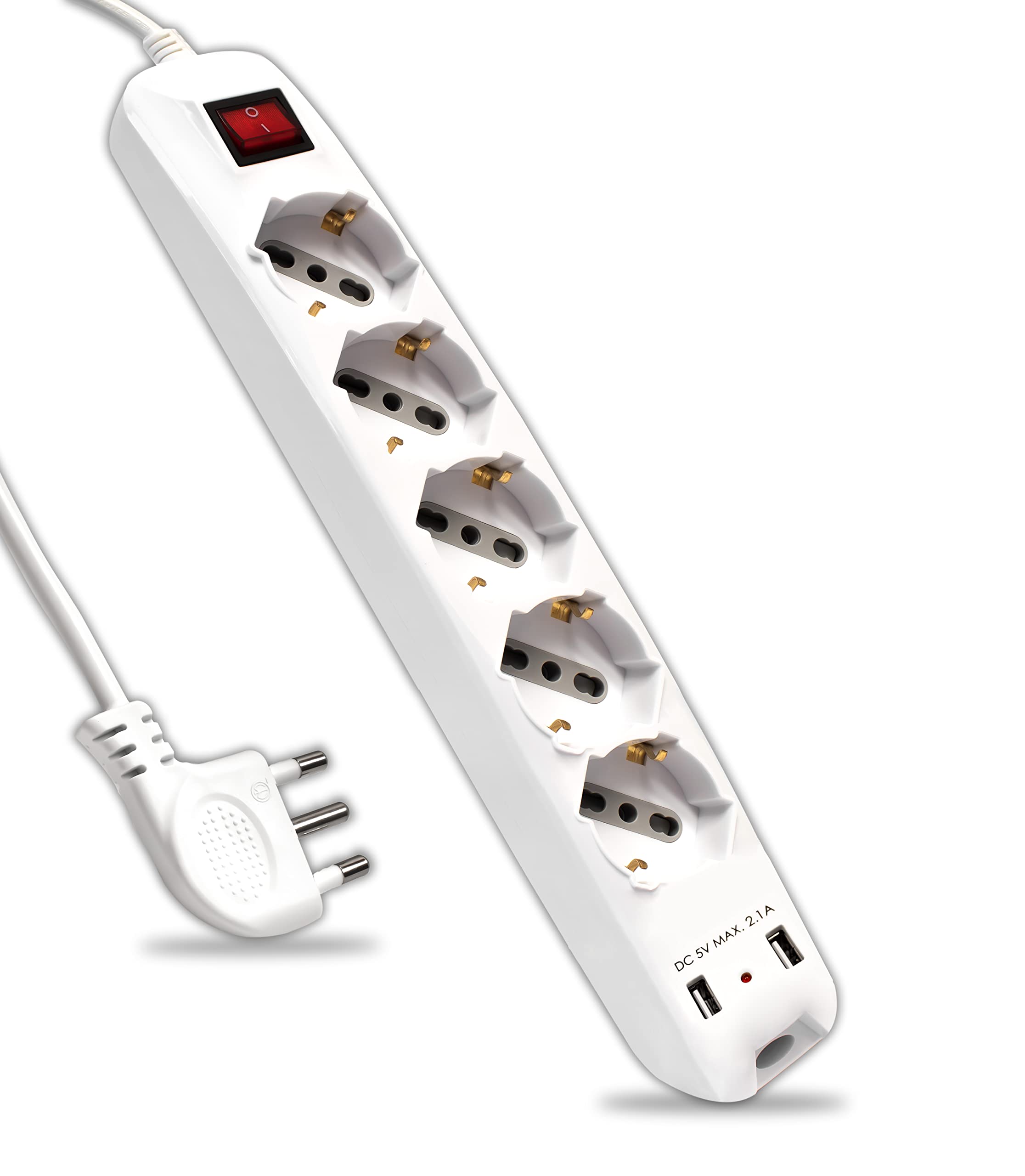 Viko X-tendia Ciabatta Multipresa 5 Prese Con Interruttore - 16A 250V, Cavo 1,5 M, Bianco, Con Supporto A Parete - 6