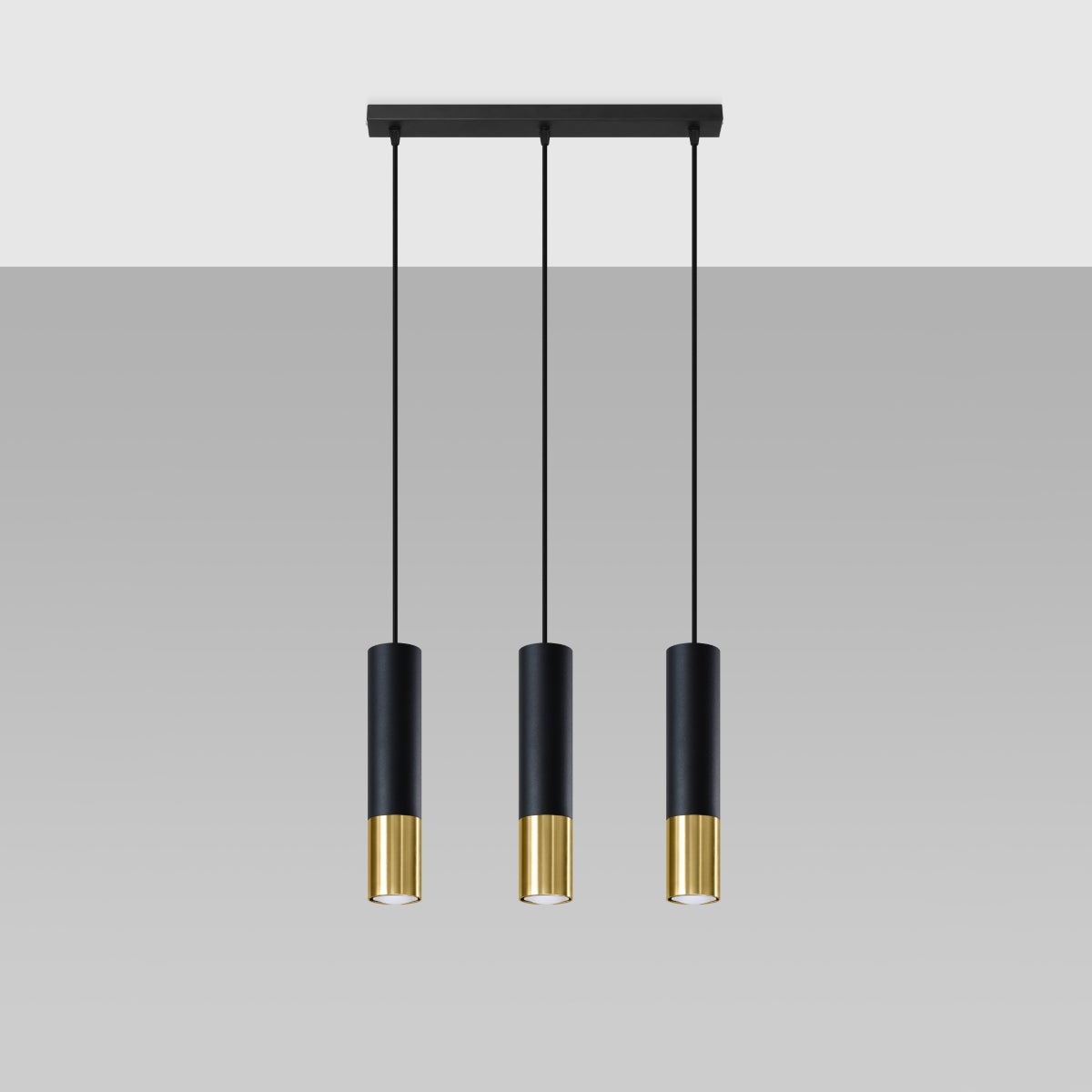 Lampa wisząca ZARPEX 3L czarny/złoty LED 4000K - 45x6x90cm Sollux