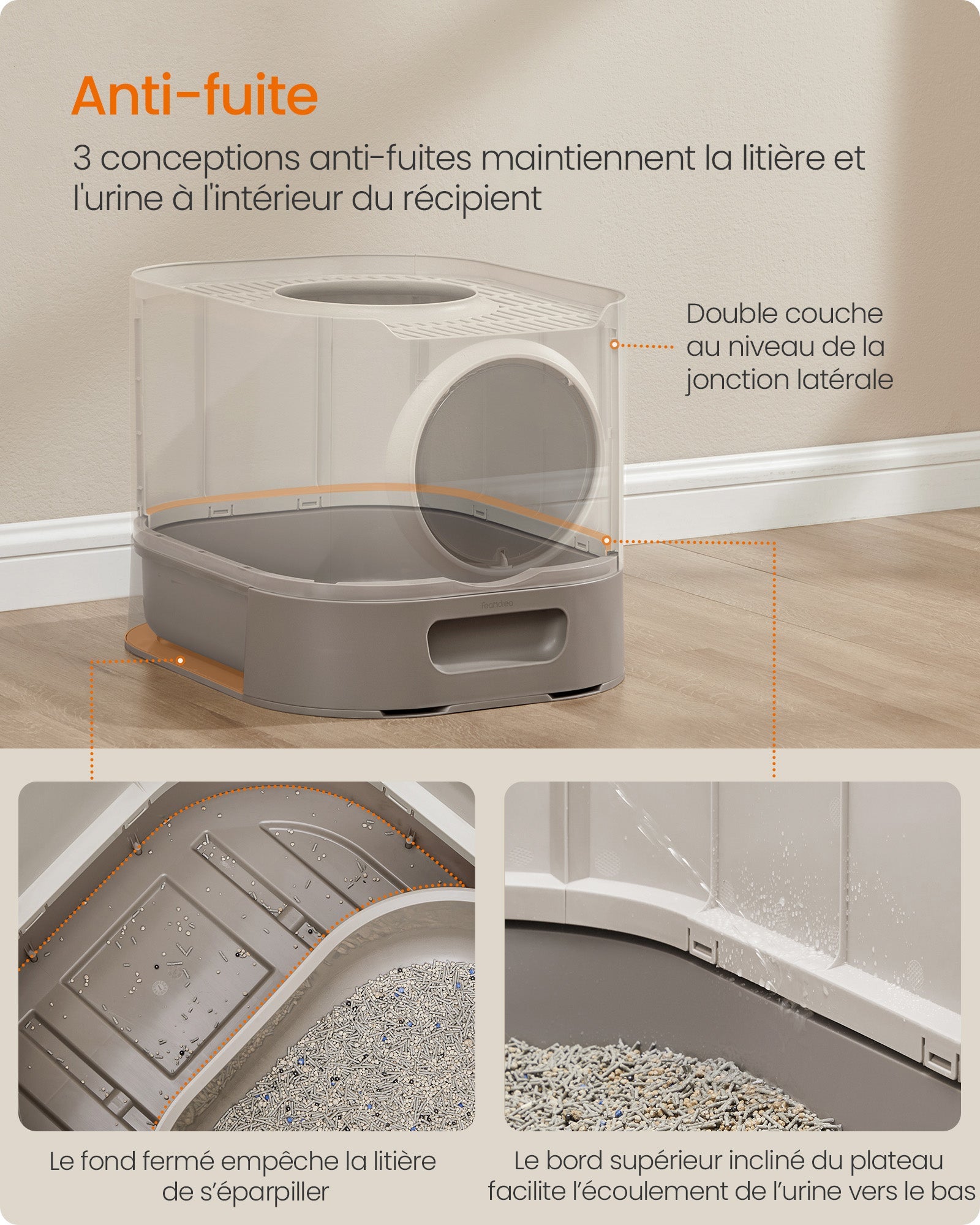 Lettiera XXL per gatti con coperchio vassoio rimovibile paletta spazzola spazio per gatti di grandi dimen 12_0004052 - 5