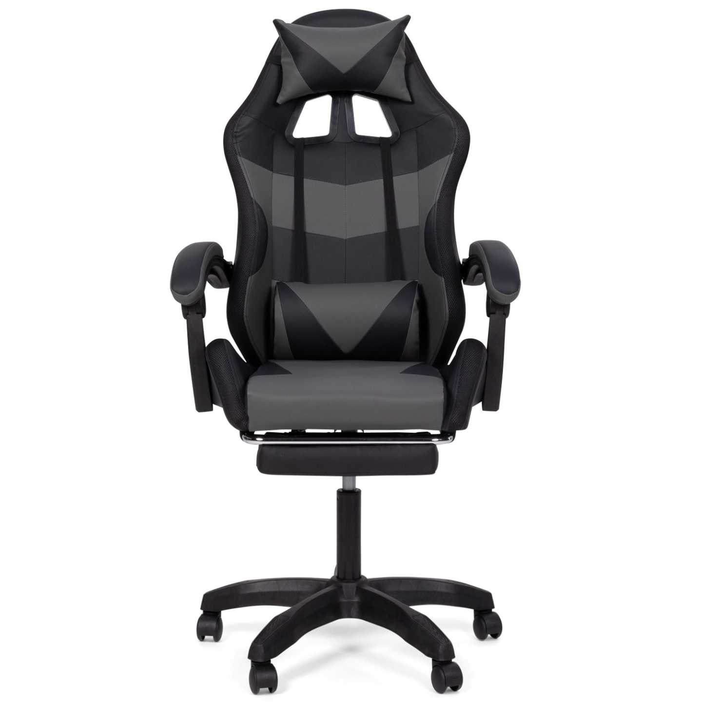 Fauteuil de gaming LED LUC avec repose-pied, coussin de tête et support lombaire noir et gris - 5