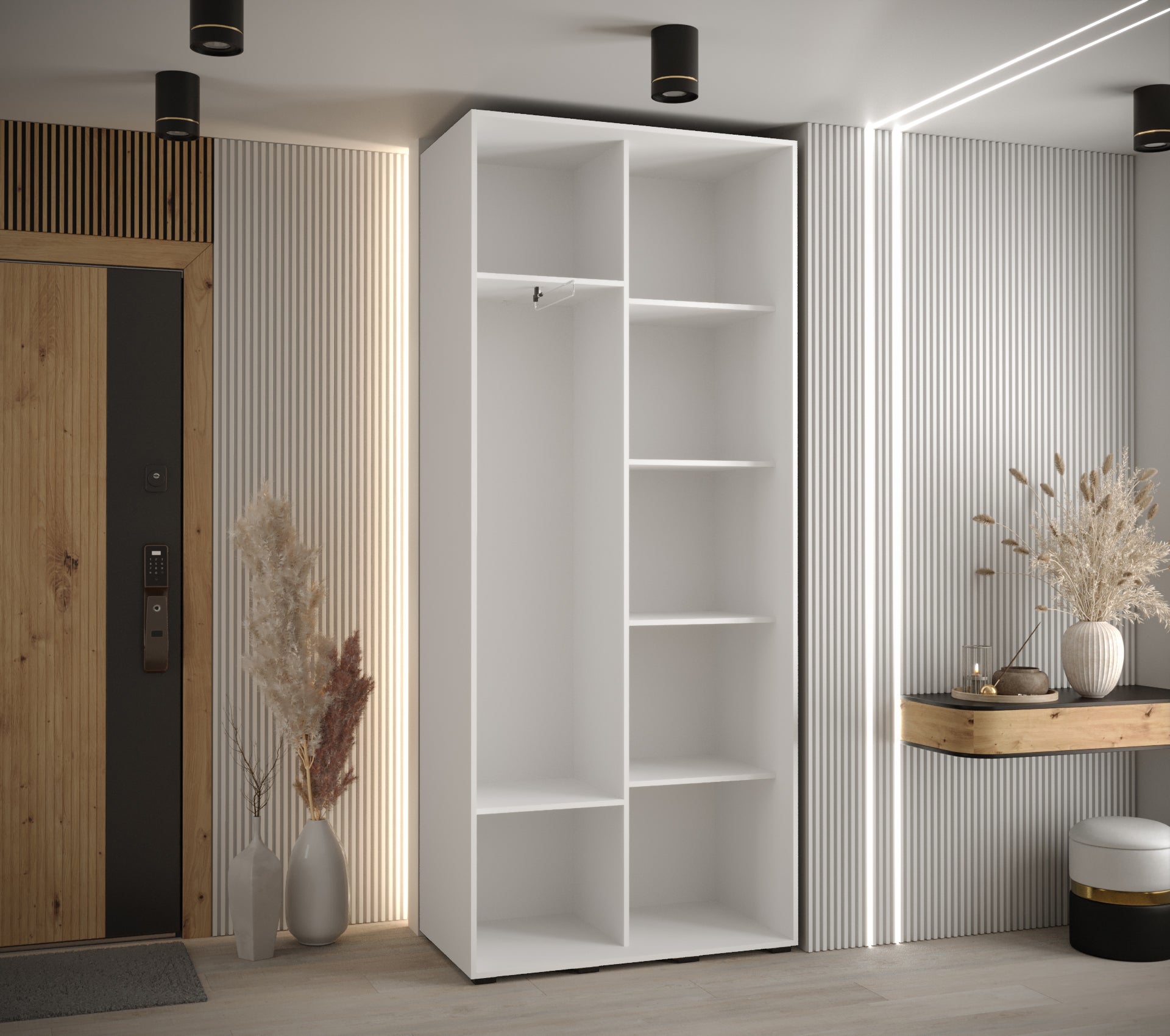 Szafa przesuwna z lustrem wysoka Davos 11 110 x 45 x 235,2 cm biały + biały + u. czarny - Abiks Meble - 3