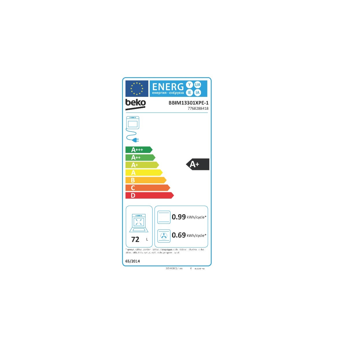 Four intégrable multifonction 72l 60cm pyrolyse inox - Beko BBIM13301XPE-1 - 2