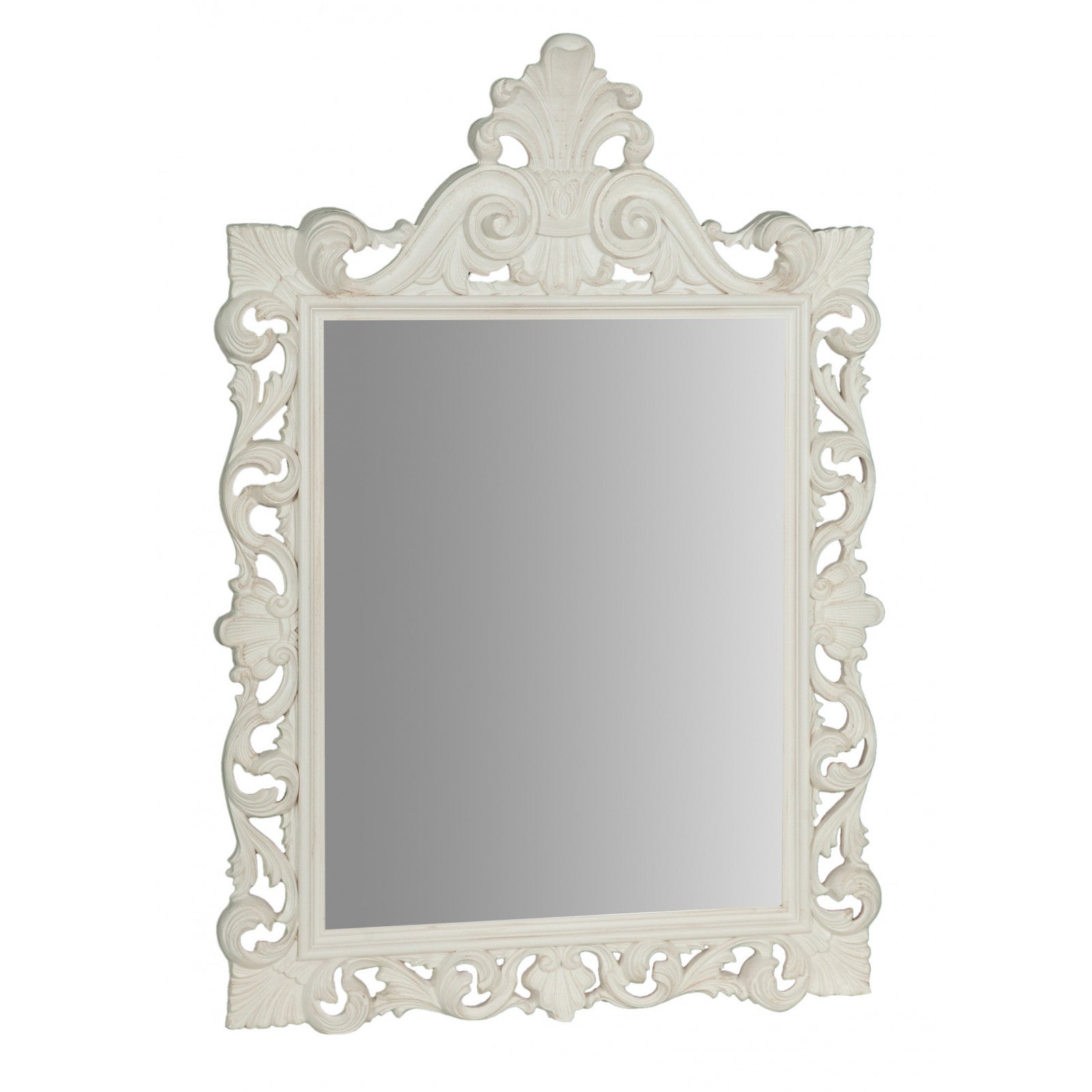 Miroir Baroque Shabby Chic à Colonne - Style Antique, Bois Gris, Environ 156x85 Cm, Neuf