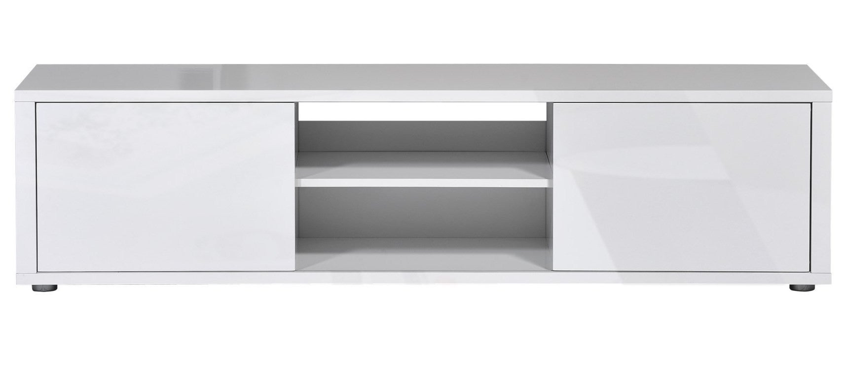 Meuble TV 2 portes 2 niches bois laqué blanc City | Leroy Merlin