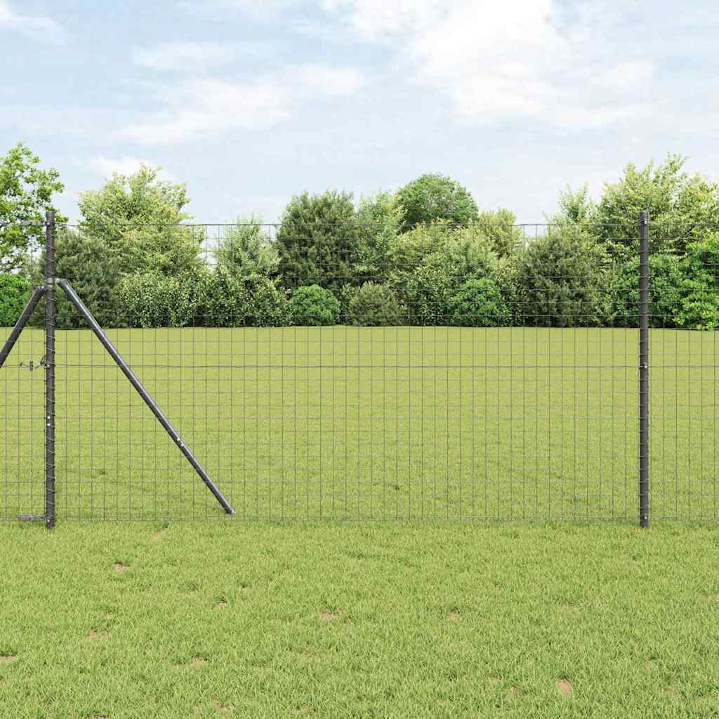 Słupek ogrodzeniowy. 7 pcs Szary Stal vidaXL