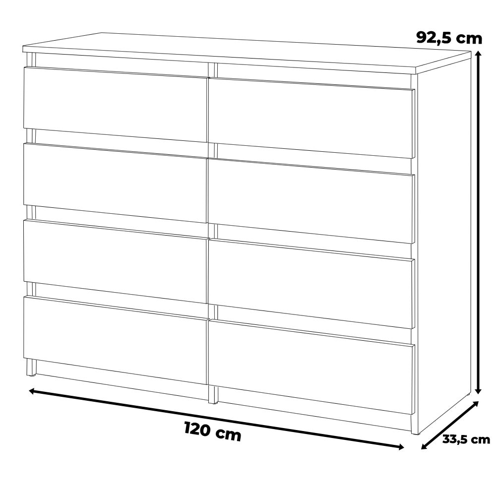 Komoda z szufladami biała 120cm hugo szafka rtv do salonu sypialnia biała - 2