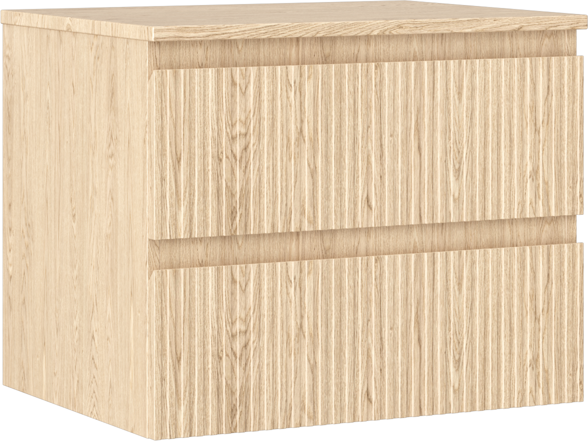 Mexen Rivel szafka łazienkowa podumywalkowa 60 cm z blatem, 2 szuflady, ryflowana , dąb - 91A20-06047-2-BFFC81