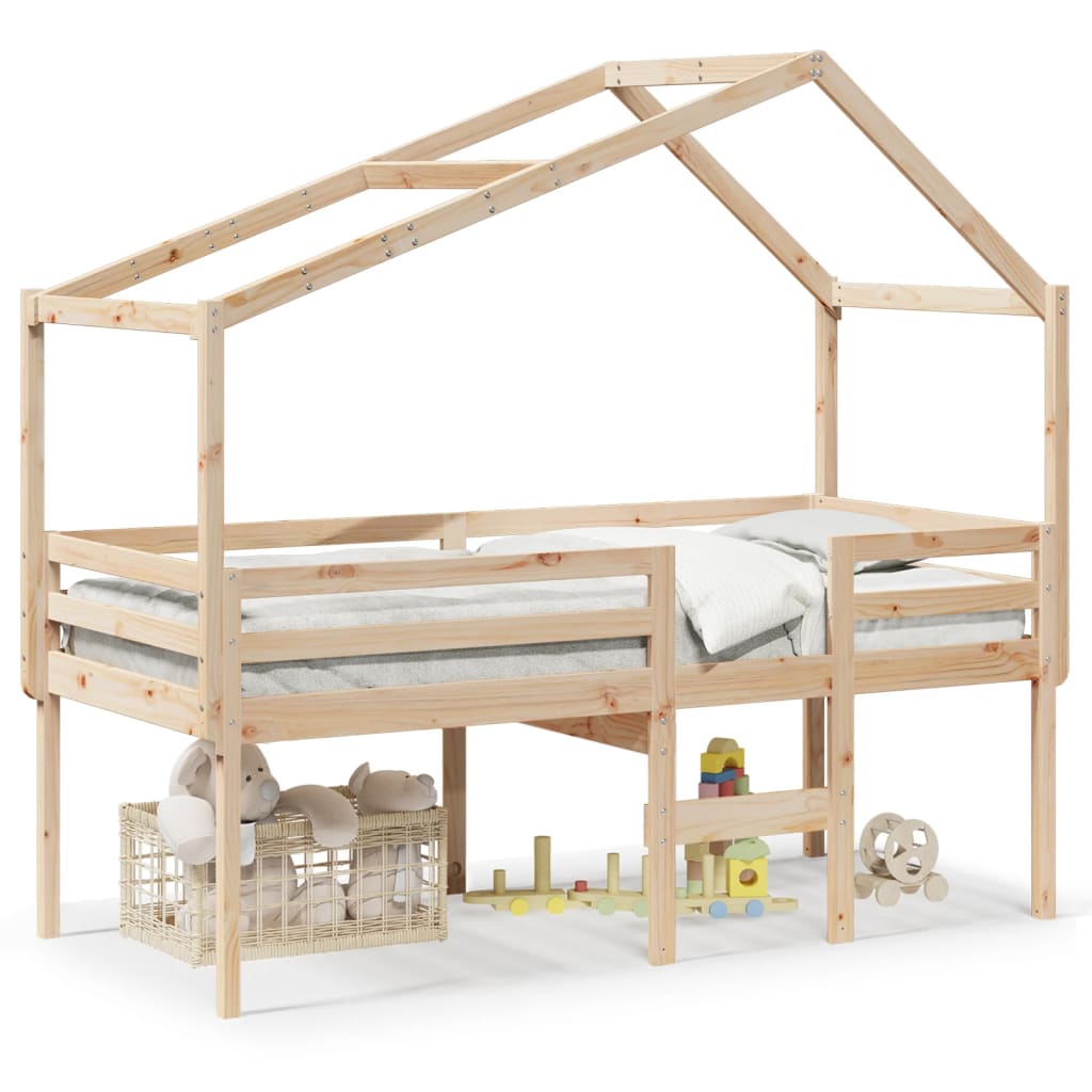 Lit haut avec toit 75x190 cm bois de pin massif - 2