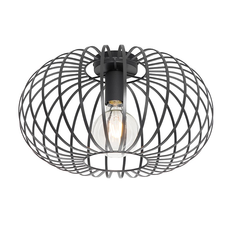 Qazqa designerski plafon - Johanna - czarny, okrągły, max. 40w, kompatybilny z żarówką LED, e27, 39cm oświetlenie wewnętrzne